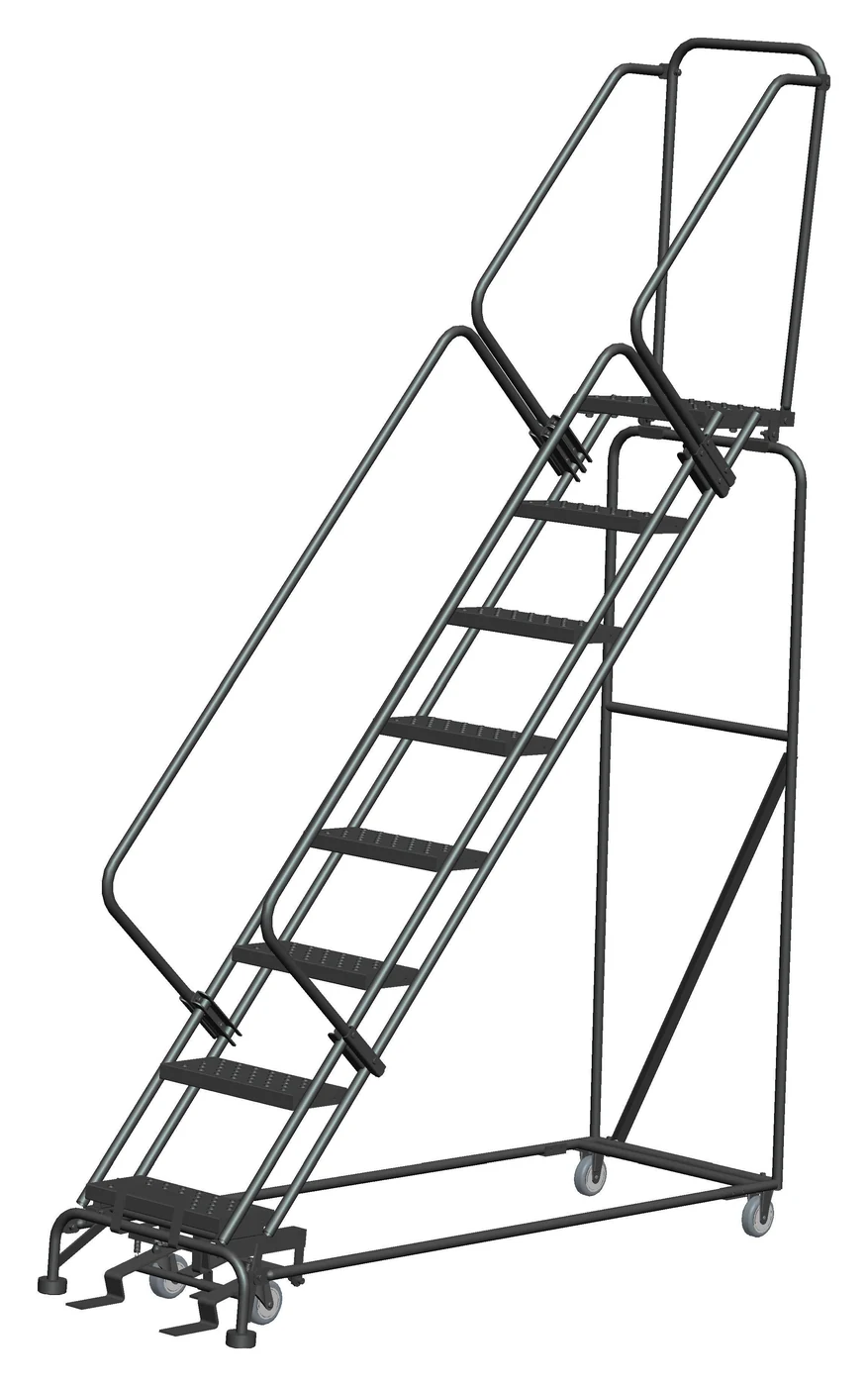 Ballymore 50° Stairway Slope 8-Step Rolling Ladder, 24" base, 14" top step