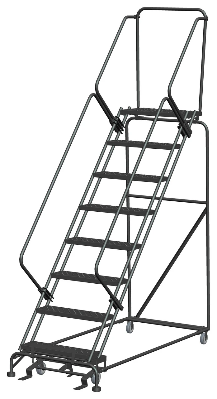 Ballymore 50° Stairway Slope 8-Step Rolling Ladder, 32" base, 14" top step