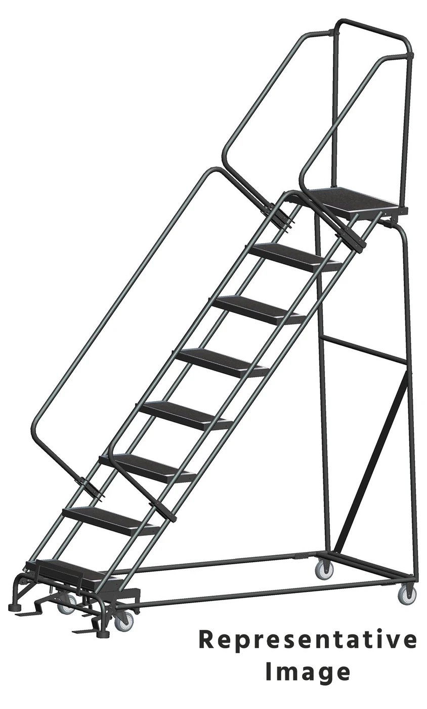 Ballymore 50° Stairway Slope 9-Step Rolling Ladder, 32" base, 21" top step