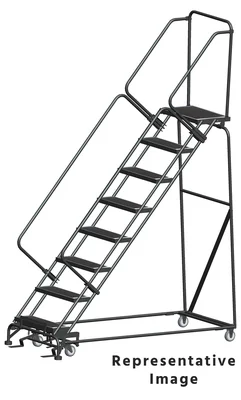 Ballymore 50° Stairway Slope 9-Step Rolling Ladder, 32" base, 28" top step