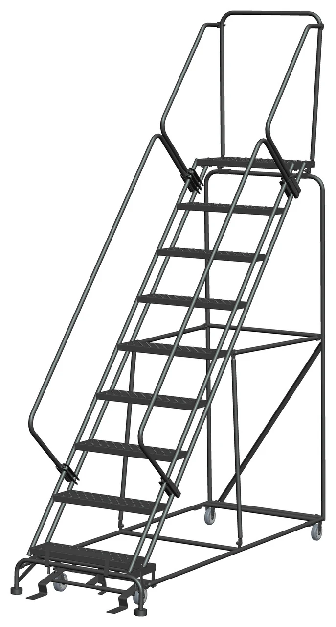 Ballymore 50° Stairway Slope 9-Step Rolling Ladder, 32" base, 14" top step