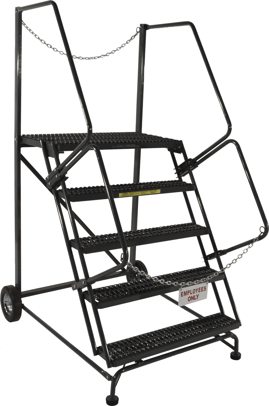 Ballymore Truck & Dock Access 5-Step Rolling Ladder, 32" base, 21" top step, serrated tread