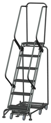 Ballymore Weight-Actuated All-Directional 6-Step Rolling Ladder, 24" base, 14" top step