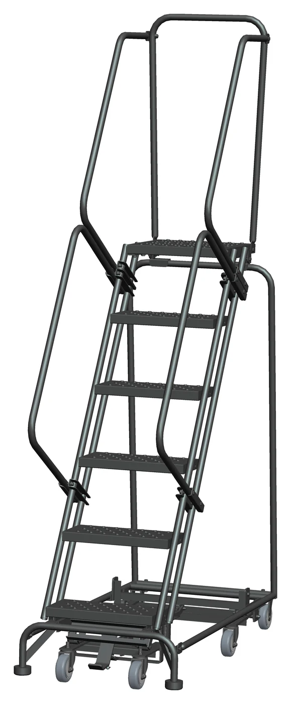Ballymore Weight-Actuated All-Directional 6-Step Rolling Ladder, 24" base, 14" top step
