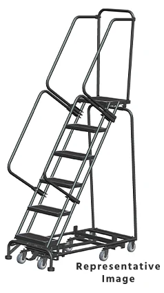 Ballymore Weight-Actuated All-Directional 6-Step Rolling Ladder, 24" base, 28" top step