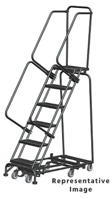 Ballymore Weight-Actuated All-Directional 6-Step Rolling Ladder, 32" base, 21" top step