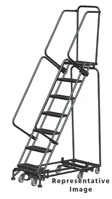 Ballymore Weight-Actuated All-Directional 7-Step Rolling Ladder, 24" base, 28" top step