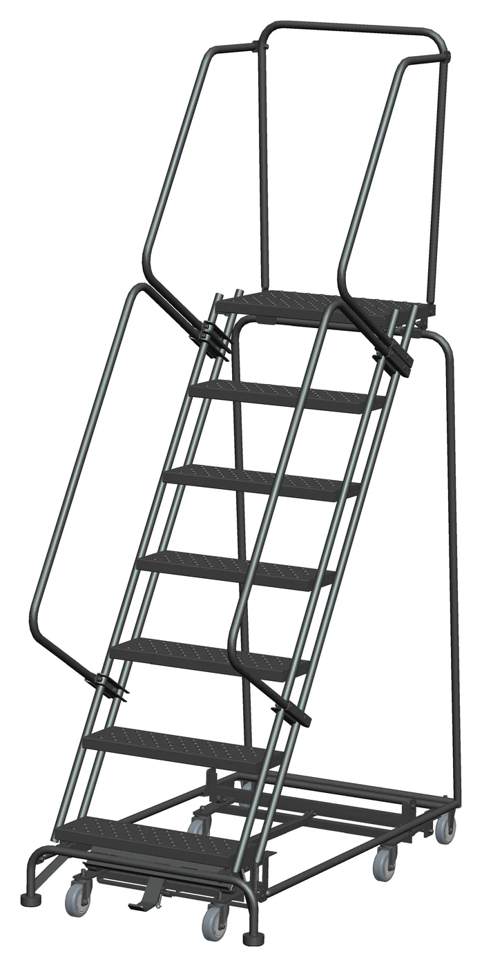 Ballymore Weight-Actuated All-Directional 7-Step Rolling Ladder, 32" base, 14" top step