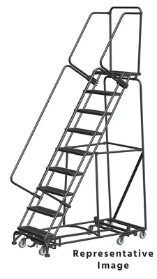 Ballymore Weight-Actuated All-Directional 9-Step Rolling Ladder, 32" base, 21" top step