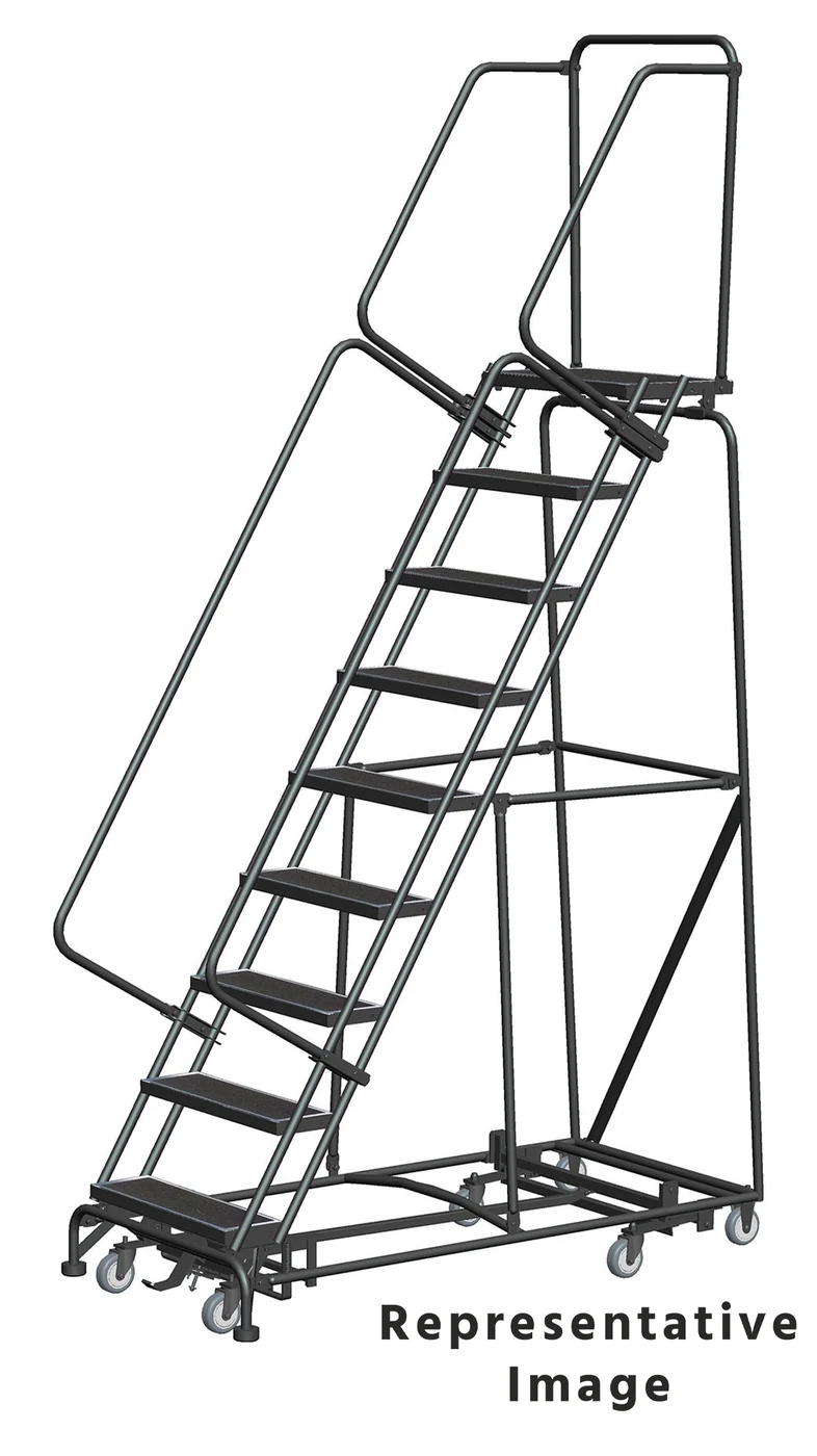 Ballymore Weight-Actuated All-Directional 9-Step Rolling Ladder, 32" base, 28" top step