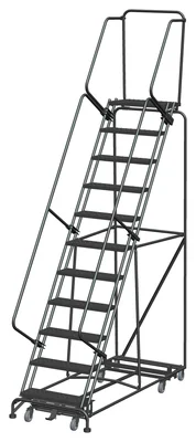 Ballymore Weight-Actuated All-Directional 11-Step Rolling Ladder, 32" base, 14" top step