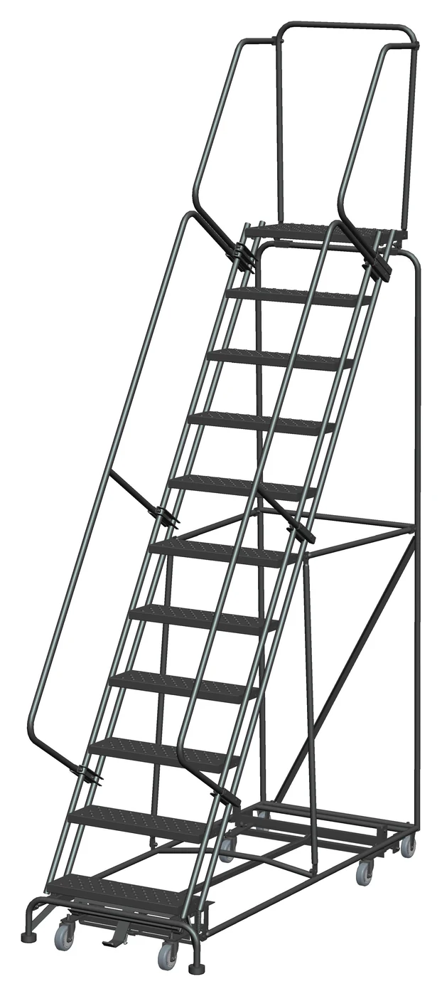 Ballymore Weight-Actuated All-Directional 11-Step Rolling Ladder, 32" base, 14" top step