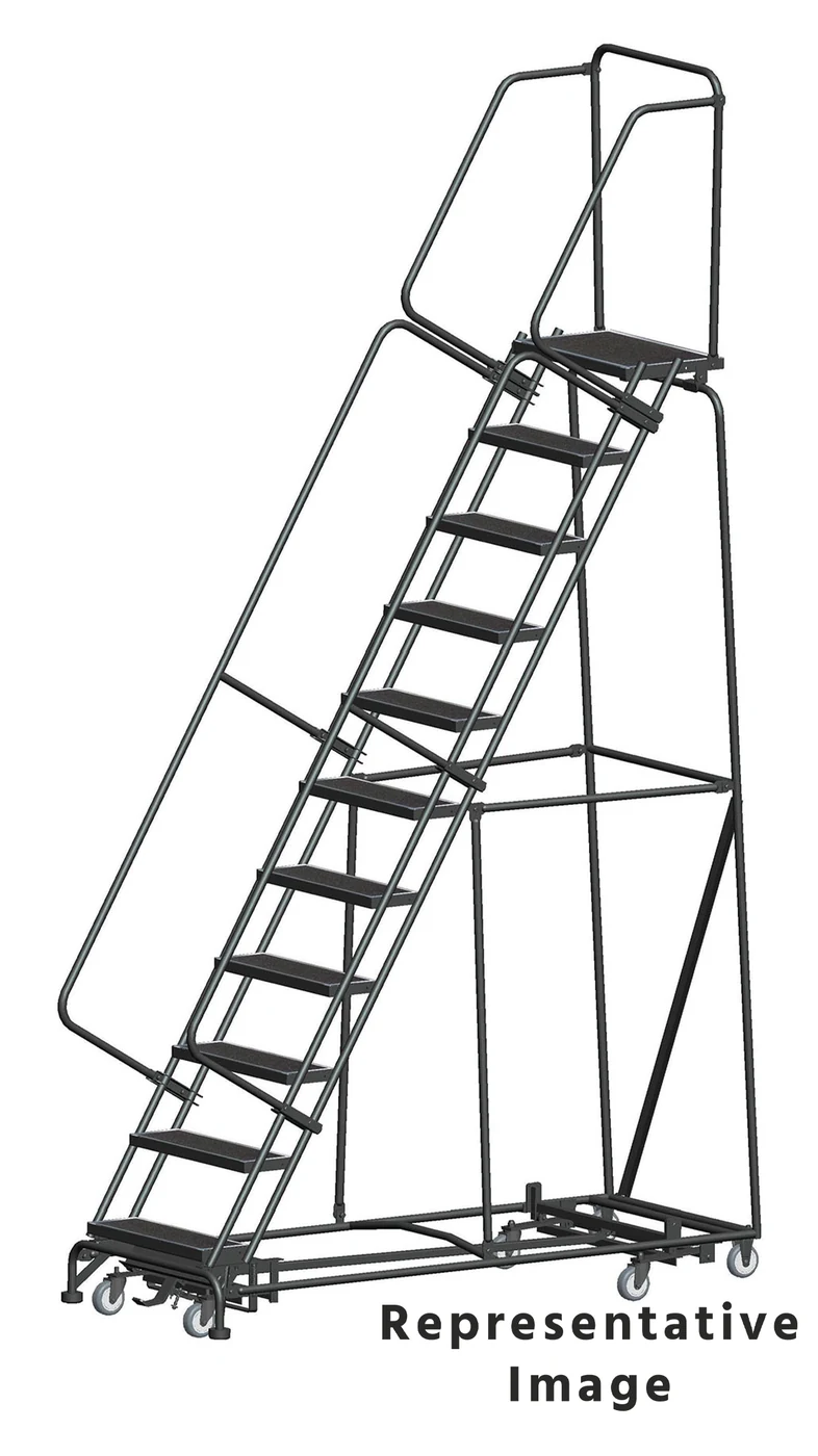 Ballymore Weight-Actuated All-Directional 11-Step Rolling Ladder, 32" base, 21" top step