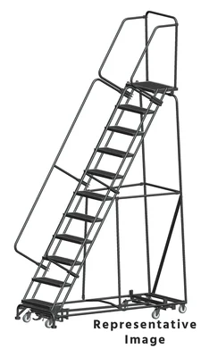 Ballymore Weight-Actuated All-Directional 11-Step Rolling Ladder, 32" base, 28" top step
