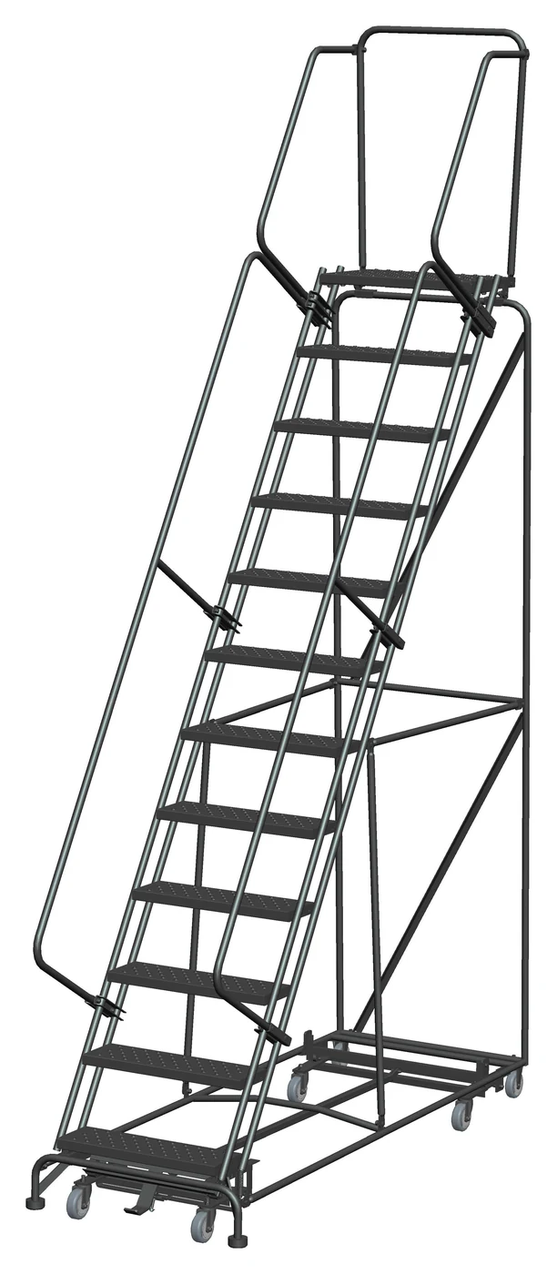 Ballymore Weight-Actuated All-Directional 12-Step Rolling Ladder, 32" base, 14" top step
