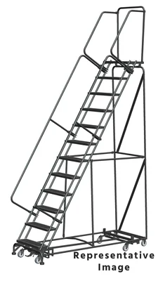 Ballymore Weight-Actuated All-Directional 12-Step Rolling Ladder, 32" base, 21" top step