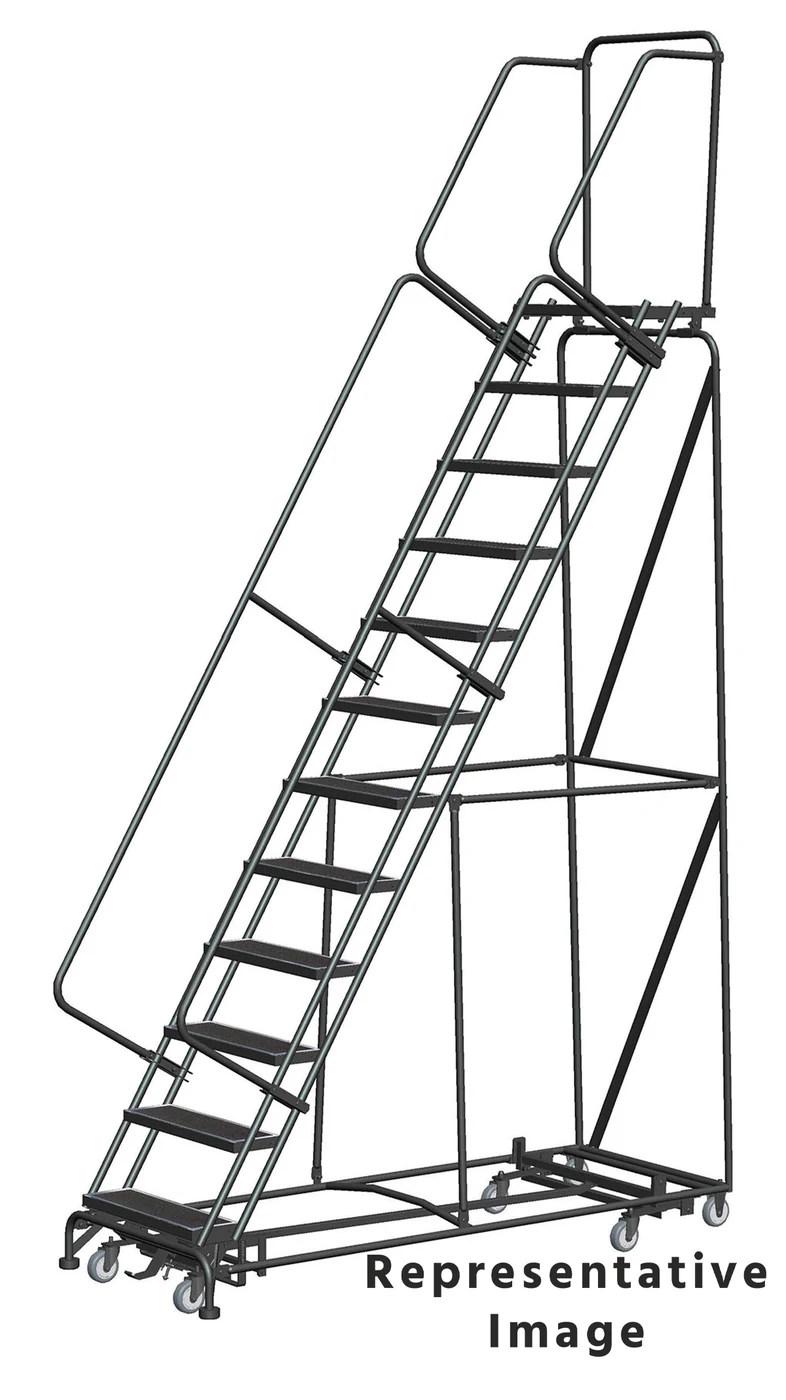 Ballymore Weight-Actuated All-Directional 12-Step Rolling Ladder, 32" base, 21" top step