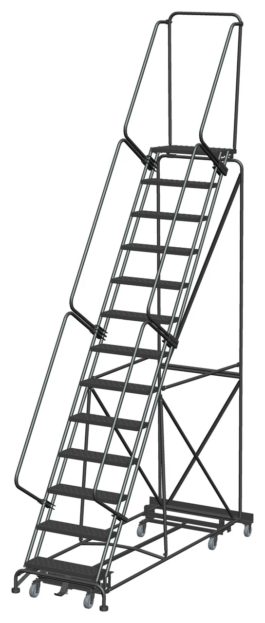 Ballymore Weight-Actuated All-Directional 13-Step Rolling Ladder, 40" base, 14" top step