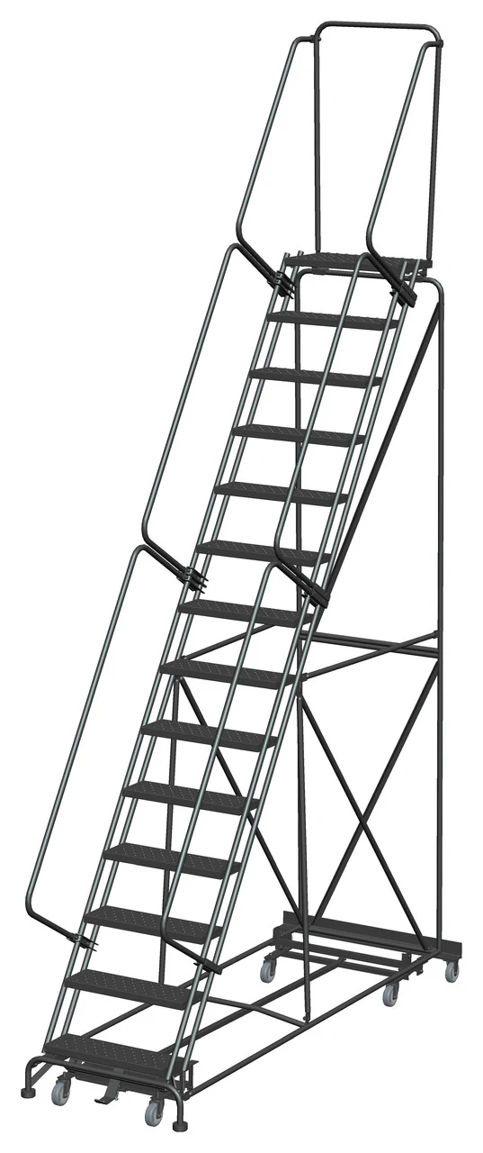 Ballymore Weight-Actuated All-Directional 14-Step Rolling Ladder, 40" base, 14" top step