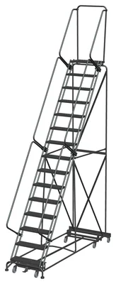 Ballymore Weight-Actuated All-Directional 15-Step Rolling Ladder, 40" base, 14" top step