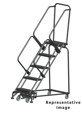 Ballymore Weight-Actuated 50° Stairway Slope 5-Step Rolling Ladder, 32" base, 14" top step