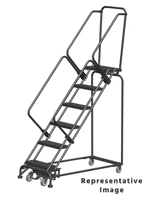 Ballymore Weight-Actuated 50° Stairway Slope 6-Step Rolling Ladder, 32" base, 21" top step