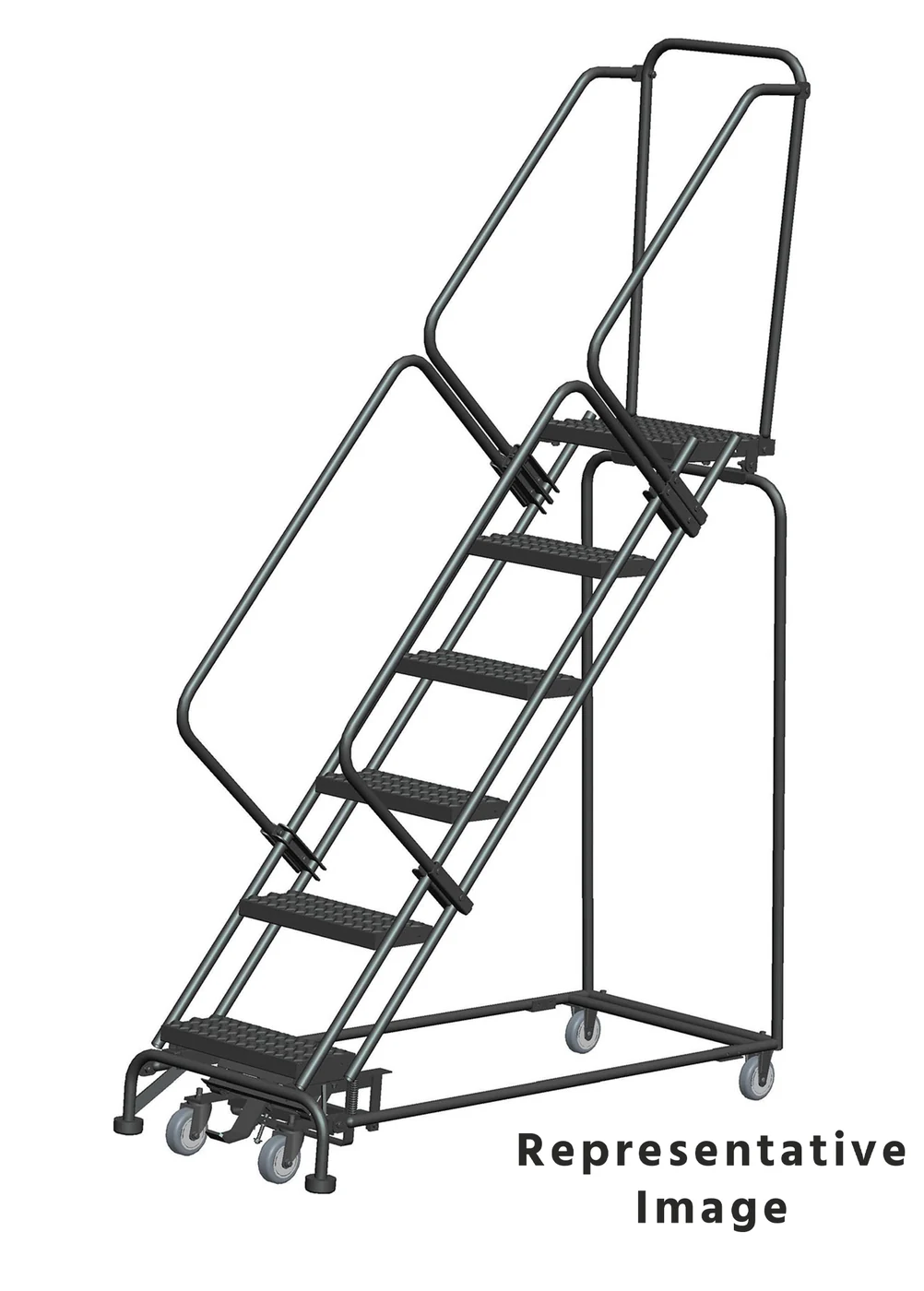 Ballymore Weight-Actuated 50° Stairway Slope 6-Step Rolling Ladder, 32" base, 21" top step