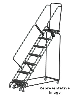 Ballymore Weight-Actuated 50° Stairway Slope 7-Step Rolling Ladder, 24" base, 21" top step