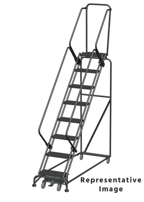 Ballymore Weight-Actuated 50° Stairway Slope 8-Step Rolling Ladder, 32" base, 21" top step