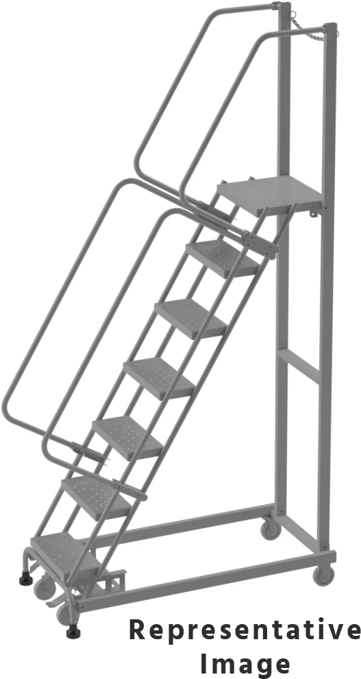 Ballymore Weight-Actuated 50° Stairway Slope 9-Step Rolling Ladder, 32" base, 21" top step