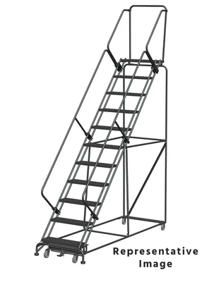 Ballymore Weight-Actuated 50° Stairway Slope 12-Step Rolling Ladder, 32" base, 21" top step