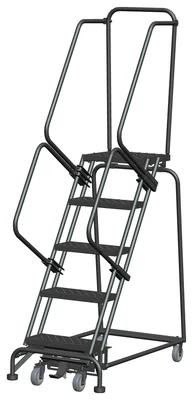 Ballymore Weight-Actuated 5-Step Rolling Ladder, 24" base, 14" top step