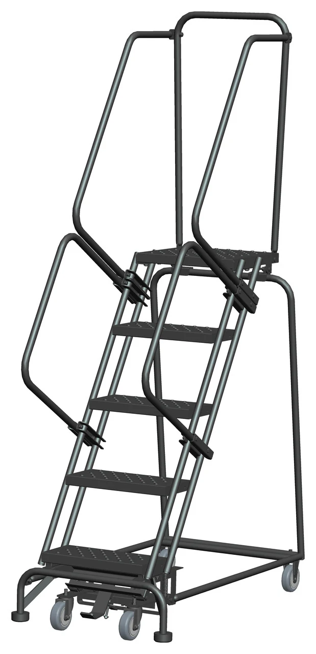 Ballymore Weight-Actuated 5-Step Rolling Ladder, 24" base, 14" top step