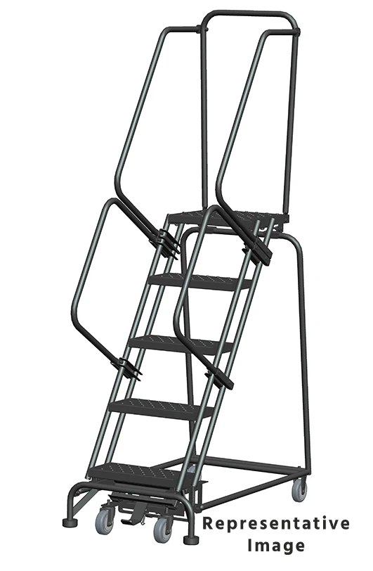 Ballymore Weight-Actuated 5-Step Rolling Ladder, 24" base, 28" top step
