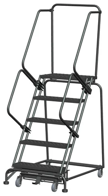 Ballymore Weight-Actuated 5-Step Rolling Ladder, 32" base, 14" top step