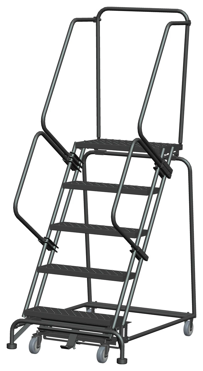 Ballymore Weight-Actuated 5-Step Rolling Ladder, 32" base, 14" top step