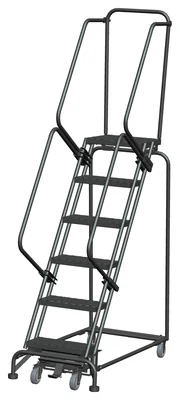 Ballymore Weight-Actuated 6-Step Rolling Ladder, 24" base, 14" top step