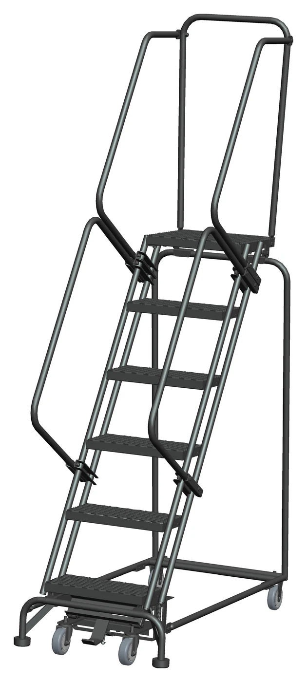 Ballymore Weight-Actuated 6-Step Rolling Ladder, 24" base, 14" top step