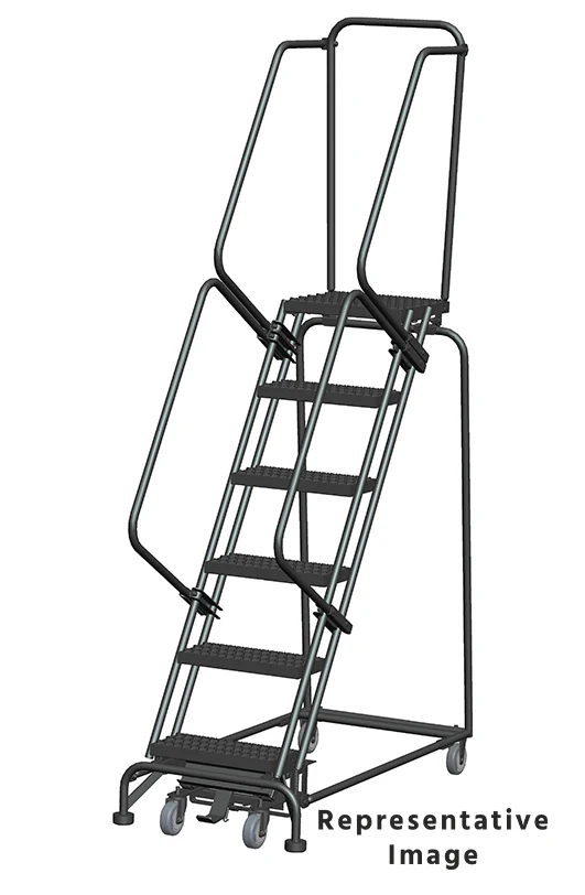 Ballymore Weight-Actuated 6-Step Rolling Ladder, 24" base, 21" top step