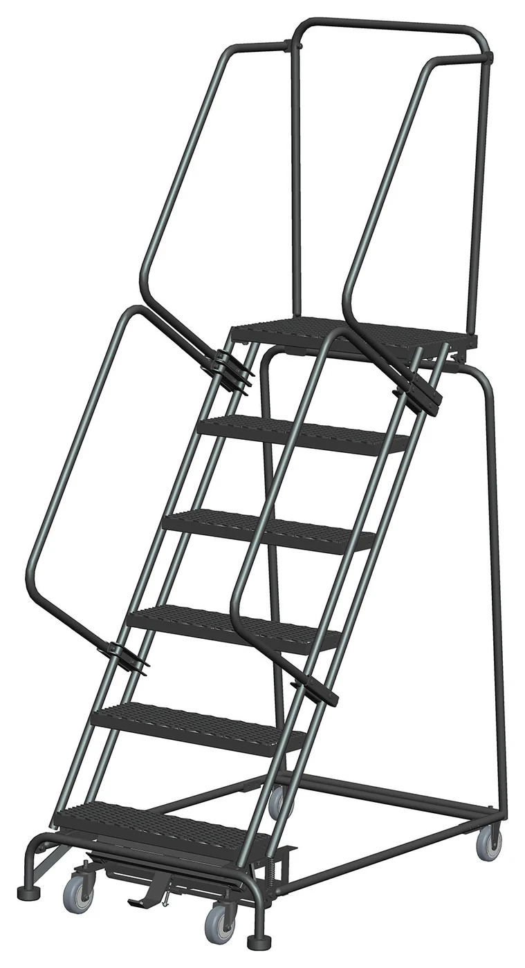 Ballymore Weight-Actuated 6-Step Rolling Ladder, 32" base, 14" top step