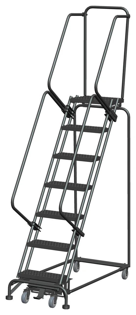 Ballymore Weight-Actuated 7-Step Rolling Ladder, 24" base, 14" top step