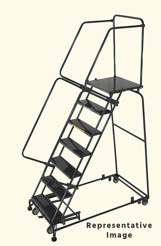Ballymore Weight-Actuated 7-Step Rolling Ladder, 24" base, 21" top step