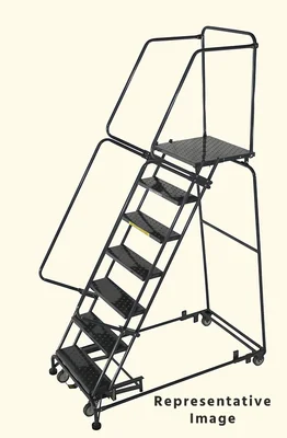 Ballymore Weight-Actuated 7-Step Rolling Ladder, 24" base, 28" top step
