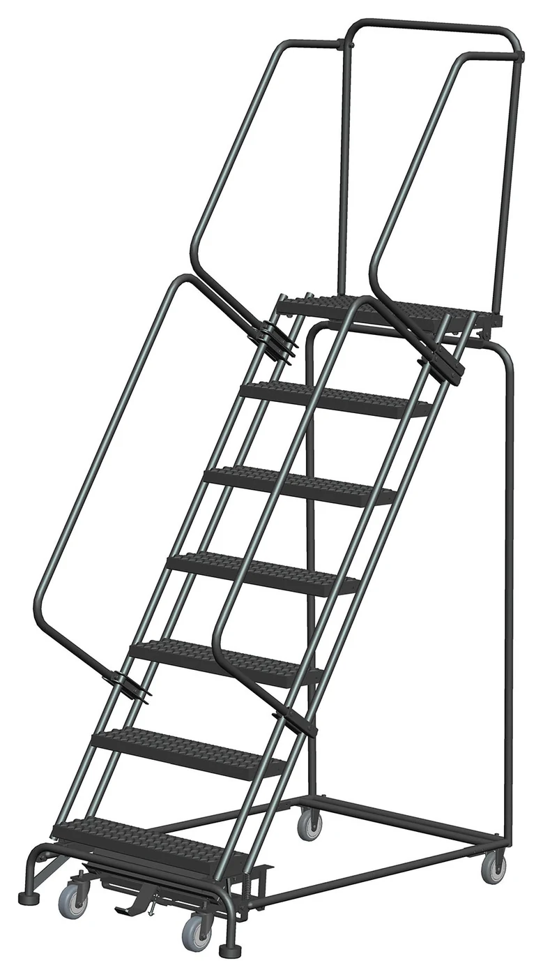 Ballymore Weight-Actuated 7-Step Rolling Ladder, 32" base, 14" top step