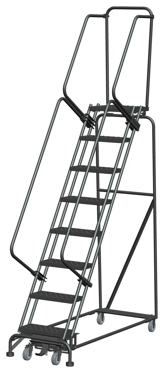 Ballymore Weight-Actuated 8-Step Rolling Ladder, 24" base, 14" top step
