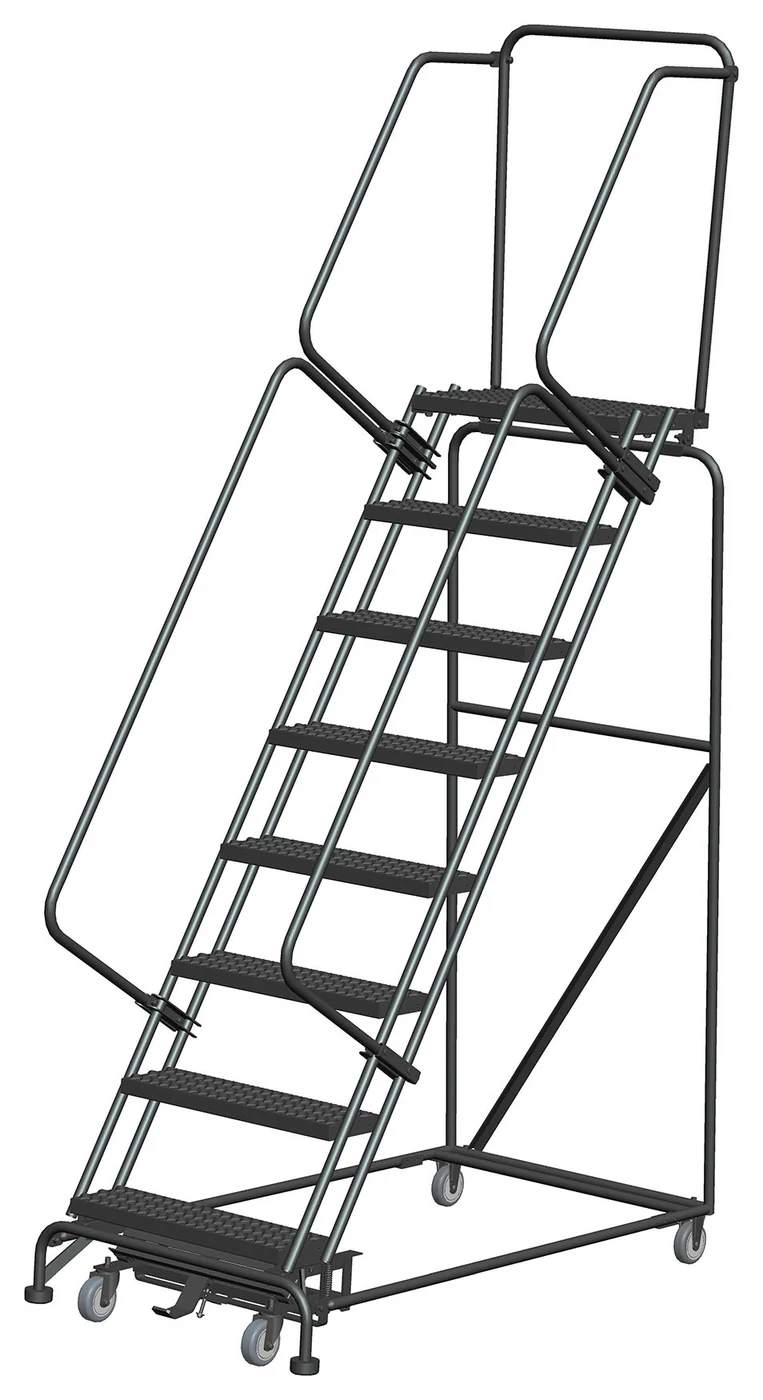 Ballymore Weight-Actuated 8-Step Rolling Ladder, 32" base, 14" top step