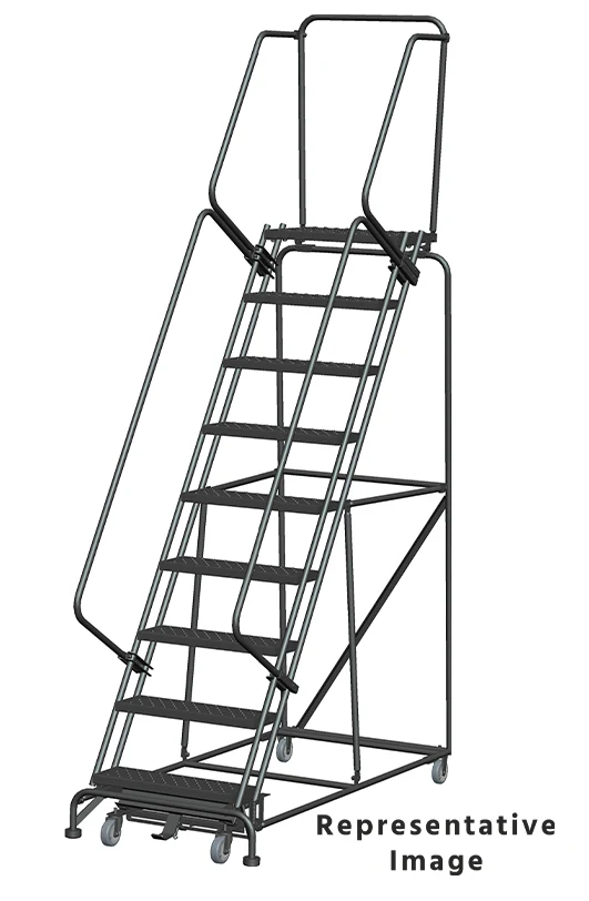 Ballymore Weight-Actuated 9-Step Rolling Ladder, 32" base, 21" top step