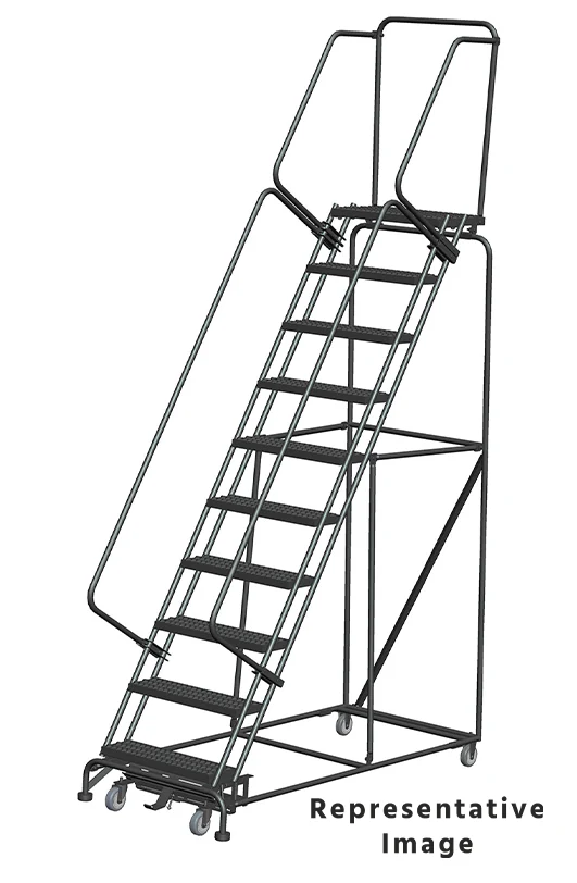 Ballymore Weight-Actuated 10-Step Rolling Ladder, 32" base, 21" top step