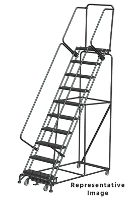 Ballymore Weight-Actuated 10-Step Rolling Ladder, 32" base, 28" top step