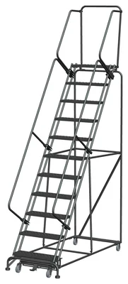 Ballymore Weight-Actuated 11-Step Rolling Ladder, 32" base, 14" top step